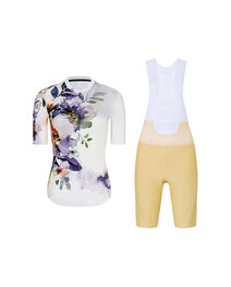 RIVANELLE Kolesarski dres kratek rokav in kratke hlače - FLOWERY LADY - bež/bela/večbarvno